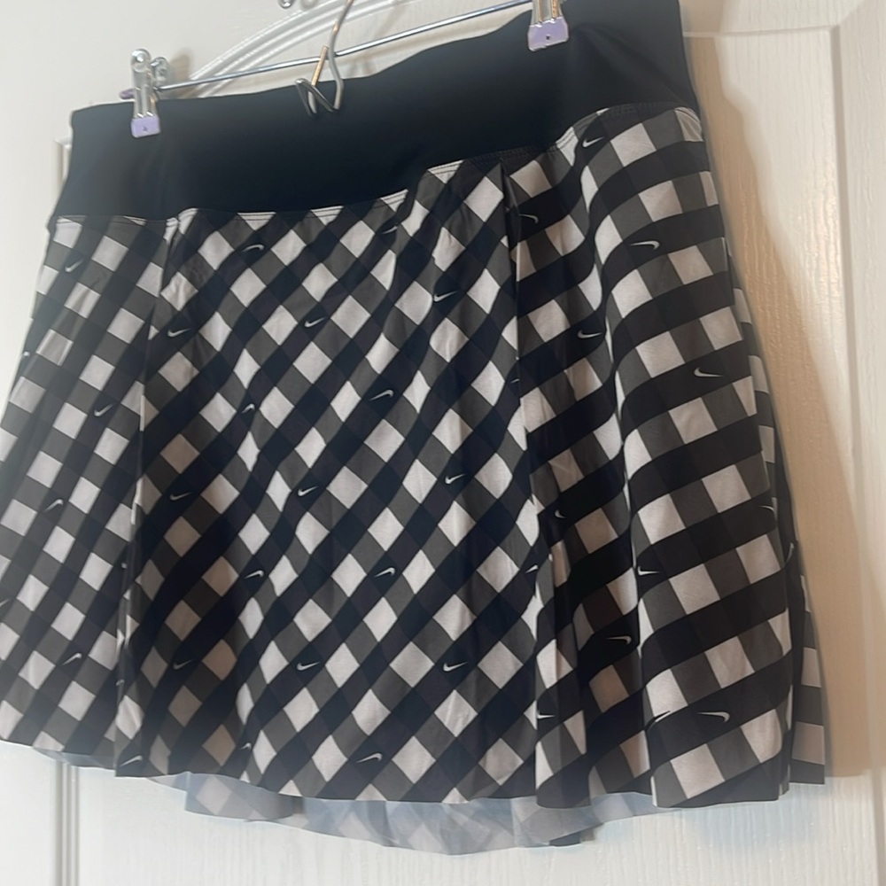 Nike Core Club Printed Tennis Skirt Skort Black White Gingham XL - Picture 6 of 16